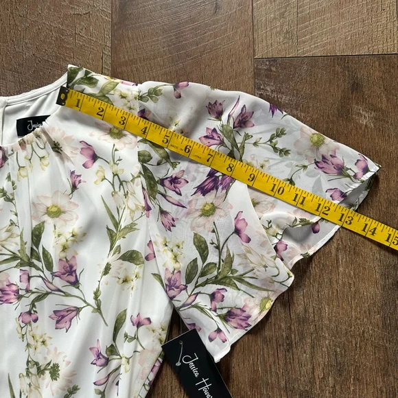 Women's Jessica Howard White Purple Floral High Low Dress Size 6 - Picture 7 of 14
